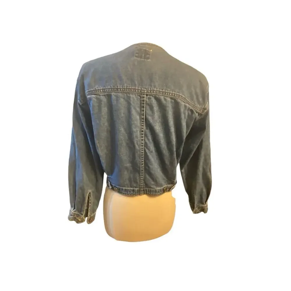 Liz Wear V Neck Denim Jacket Size Small Petite Long Sleeve Casual Vintage - Picture 2 of 16